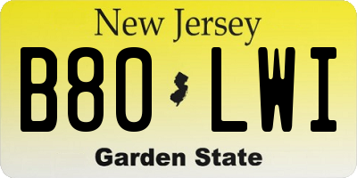 NJ license plate B80LWI