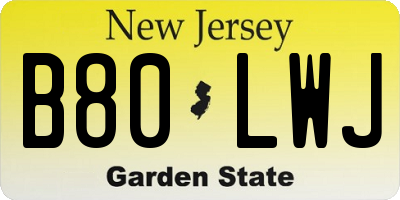 NJ license plate B80LWJ
