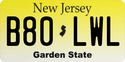 NJ license plate B80LWL