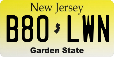 NJ license plate B80LWN