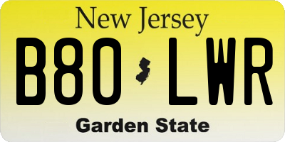 NJ license plate B80LWR