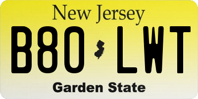 NJ license plate B80LWT