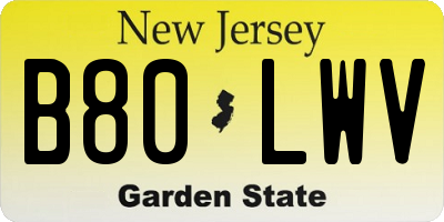 NJ license plate B80LWV