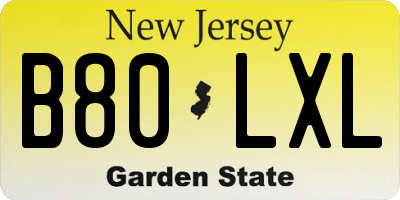 NJ license plate B80LXL