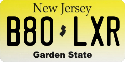 NJ license plate B80LXR