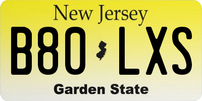 NJ license plate B80LXS