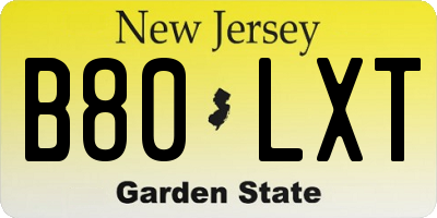 NJ license plate B80LXT