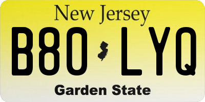 NJ license plate B80LYQ
