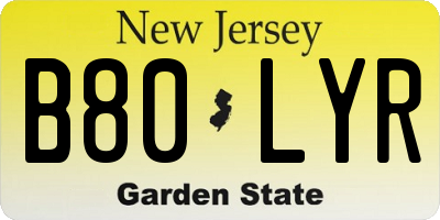 NJ license plate B80LYR