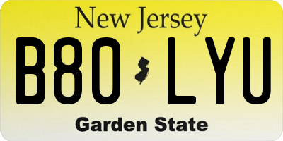 NJ license plate B80LYU