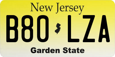 NJ license plate B80LZA