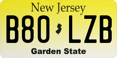 NJ license plate B80LZB