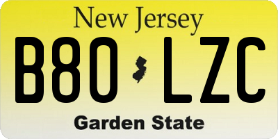NJ license plate B80LZC