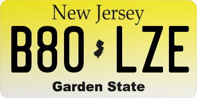 NJ license plate B80LZE