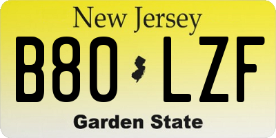 NJ license plate B80LZF