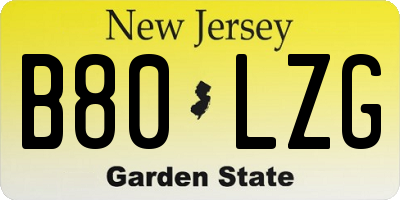 NJ license plate B80LZG