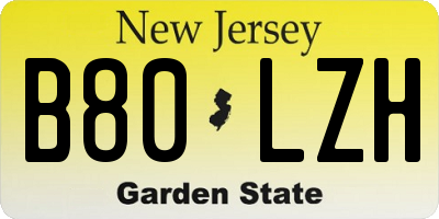NJ license plate B80LZH