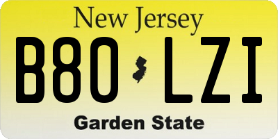 NJ license plate B80LZI