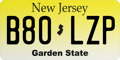 NJ license plate B80LZP