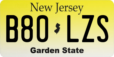 NJ license plate B80LZS