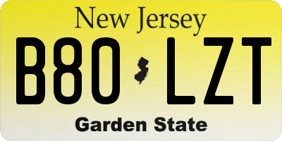 NJ license plate B80LZT