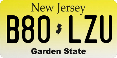 NJ license plate B80LZU