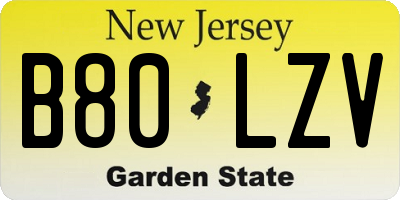 NJ license plate B80LZV