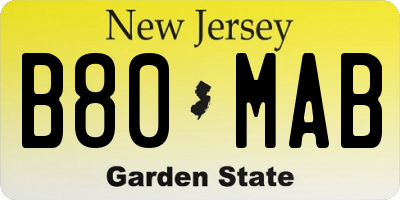 NJ license plate B80MAB