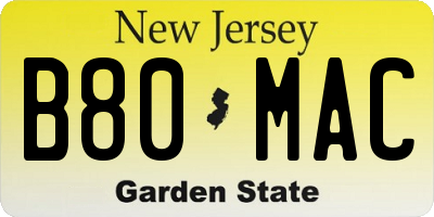 NJ license plate B80MAC