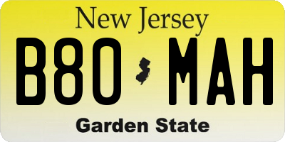 NJ license plate B80MAH