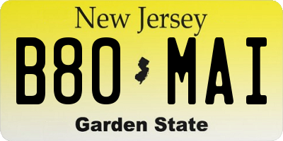 NJ license plate B80MAI