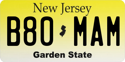 NJ license plate B80MAM