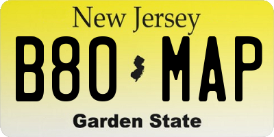 NJ license plate B80MAP