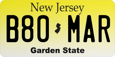 NJ license plate B80MAR