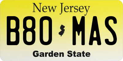 NJ license plate B80MAS