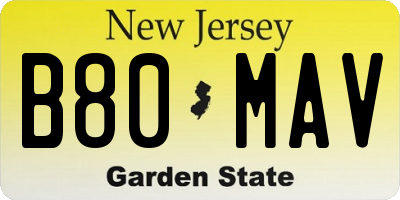NJ license plate B80MAV
