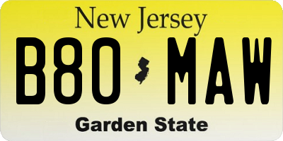 NJ license plate B80MAW