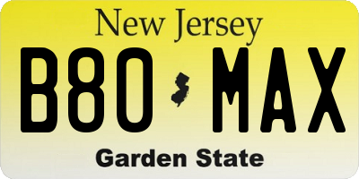 NJ license plate B80MAX