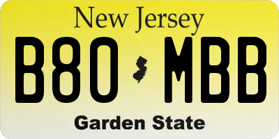 NJ license plate B80MBB