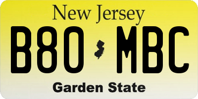 NJ license plate B80MBC