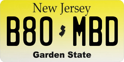 NJ license plate B80MBD