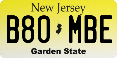 NJ license plate B80MBE