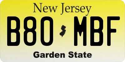 NJ license plate B80MBF