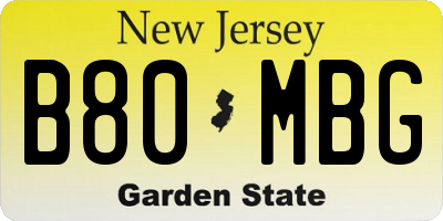 NJ license plate B80MBG