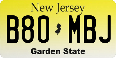 NJ license plate B80MBJ