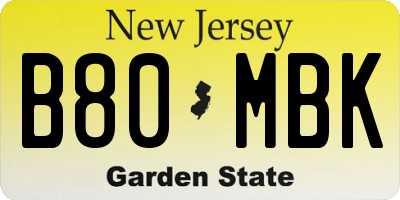 NJ license plate B80MBK