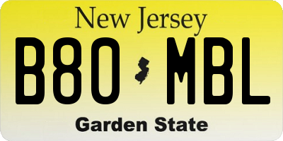 NJ license plate B80MBL