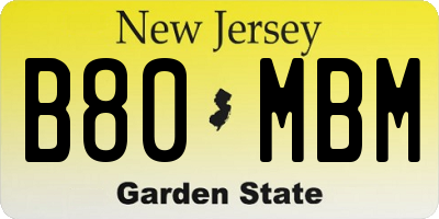 NJ license plate B80MBM