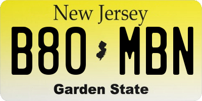 NJ license plate B80MBN