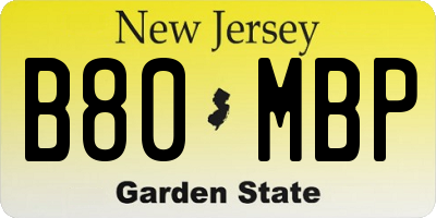 NJ license plate B80MBP